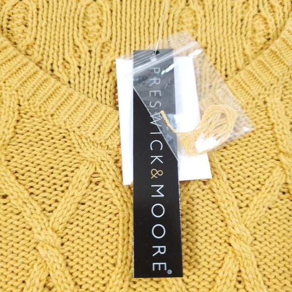 Preswick & Moore Sweater Womens Size XL Pullover Yellow Cable Knit V Neck NWT - Picture 8 of 9